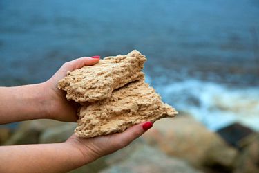 unbleached pulp in hands